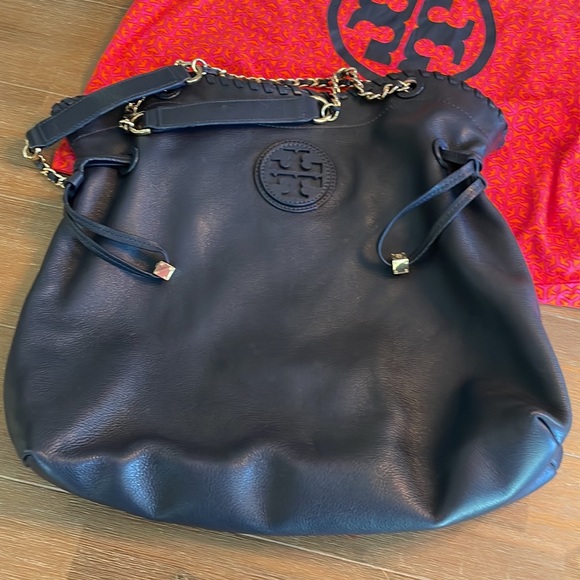 Navy Blue Tory Burch Marion Large Slouchy Purse - Picture 10 of 10